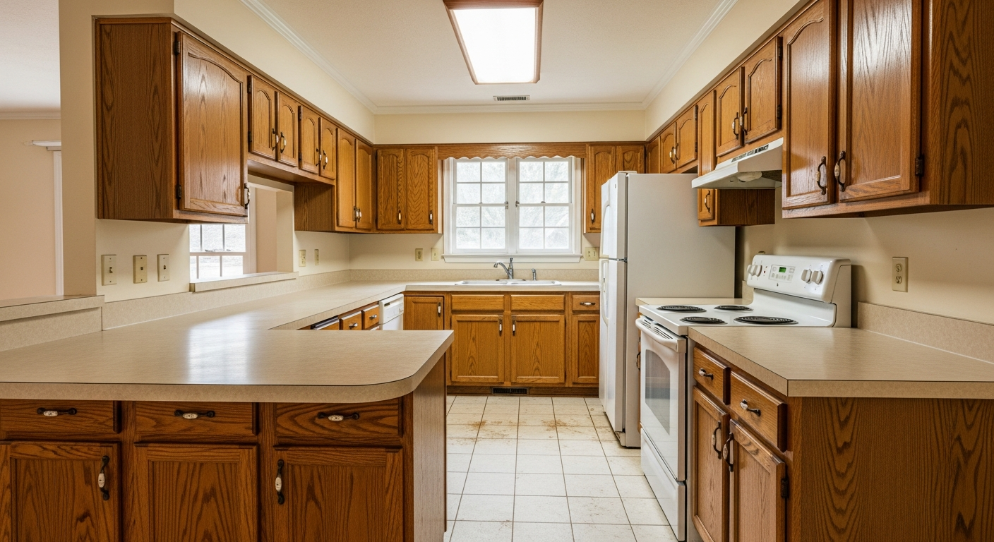1990s honey-oak Metro Atlanta kitchen, before renovation