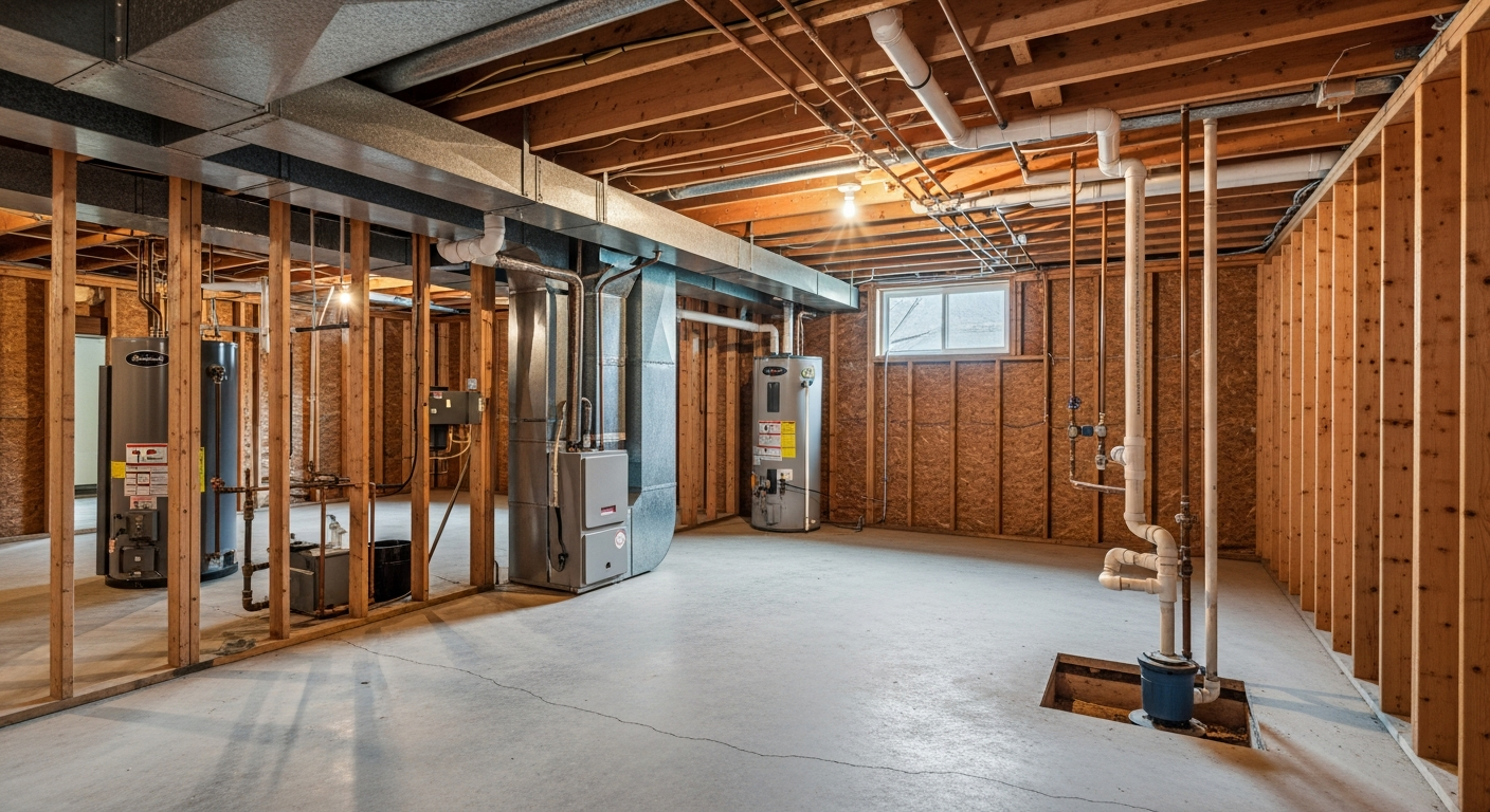 Unfinished Atlanta Basement before renovation